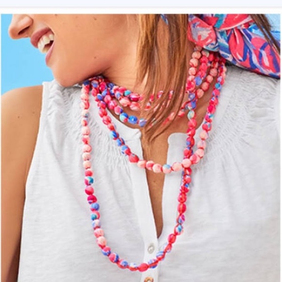 NWOT Lilly Pulitzer wrap beaded fabric necklace